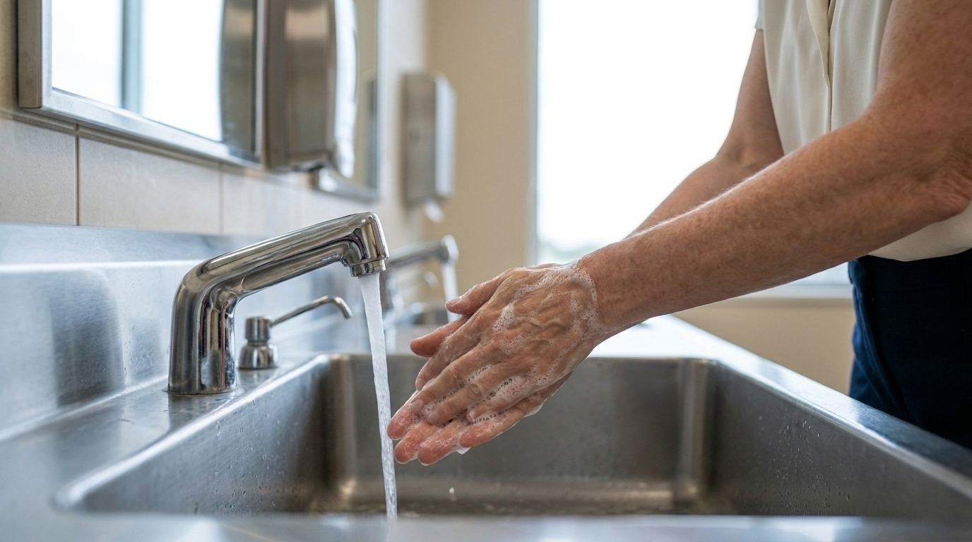 Where a sink exists, stock it well; where it does not, that is dispenser territory.